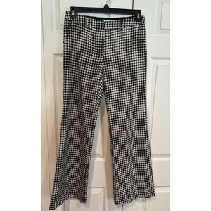 Trina Turk Womens Houndstooth Career Business Retro Flare Trousers Slacks Pants